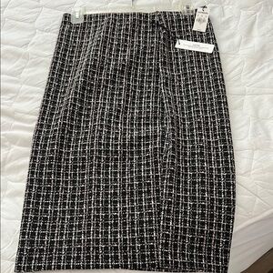 Express Monochrome Grid Pencil Skirt